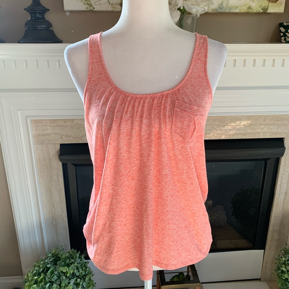 American Eagle Light Pink Racerback Tank Top Pocket Button Back Size Medium